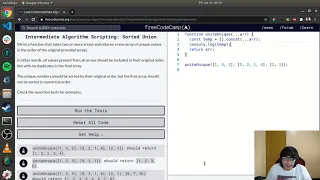 Sorted Union Intermediate Algorithm Scripting Free Code Camp