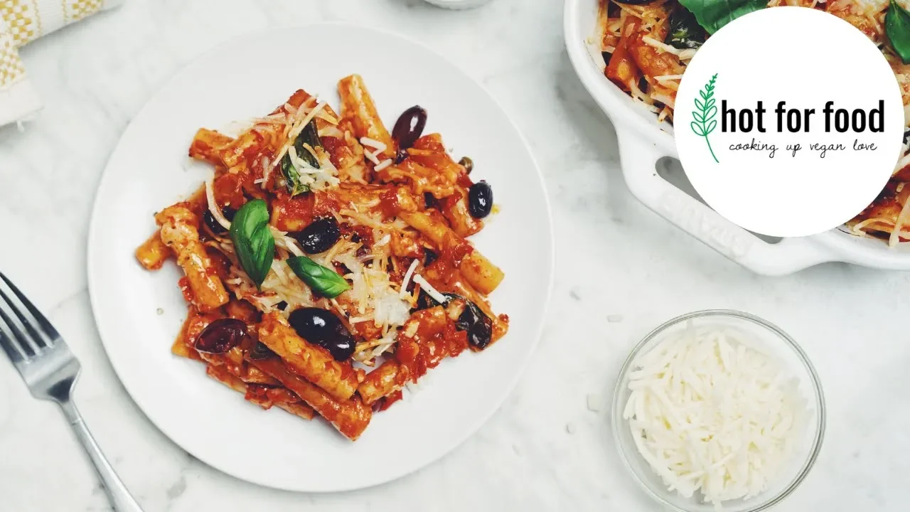 vegan baked puttanesca ziti   hot for food