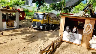 Máy Xúc Múc Đất Sau Chuồng Ngựa, Xe Ben Vượt Núi Vận Chuyển Vào Nông Trại