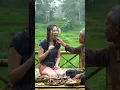 Download Lagu The pleasure of eating fed by your beloved husband in heavy rain in the rice fields #rain