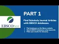 Find Scholarly Journal Articles with EBSCO databases Part 1