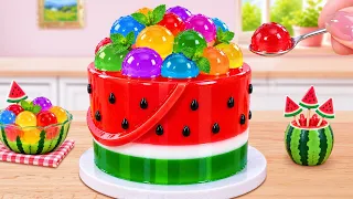 Mini Watermelon Bucket Cake🍉Satisfying Miniature Rainbow Jelly Cake Decorating Ideas🌈Mini Cakes