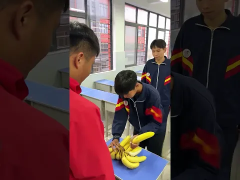 The boy was fed a banana to the teacher out of respect