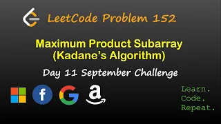 Maximum Product Subarray September LeetCode Challenge Day 11
