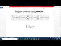 Numerical integration Simpon one third Rule in MATLAB