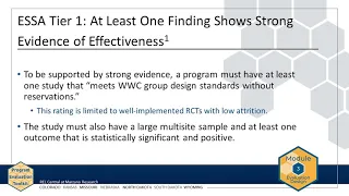 Module 3 Chapter 3 Requirements for Evidence of Effectiveness and Design Standards REL Central