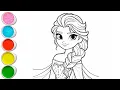 Cute Elsa Frozen Drawing for kids Painting Coloring for kids Toddlers Let s Draw Together