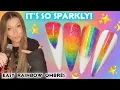 Easy glitter rainbow ombre nails Gel polish nail art design Bright summer white Ombre Pride