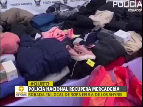 Policía Nacional recupera mercadería robada en local de ropa en Av. de los Shyris - Quito