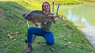 FISHING GIRL ASMR - Brazilian girl fishing and frying fish by the reservoir