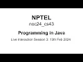 noc24 - cs43 Programming In Java Session 3 Classes Object and Constructor