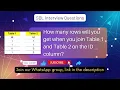 SQL Tutorial - How many rows will you get when you join Table 1 and Table 2 on the ID column
