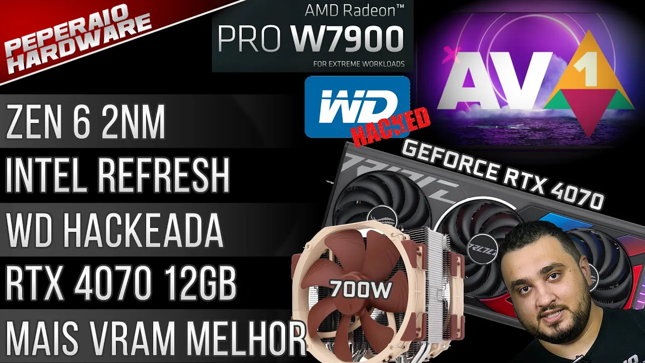 Resumão – Refresh 13 geração / RTX 4070 lançada / Zen 6 2nm / WD Hackeada / Noctua 700W