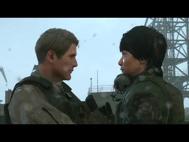 Kojima and Mads Mikkelsen dancing in the rain - MGSV TPP mod