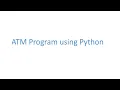 ATM program in python in Tamil
