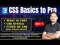 CSS Class Day-1 What is CSS CSS Syntax Types of CSS Inline Internal External CTA