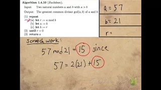 Euclidean algorithm to compute GCD