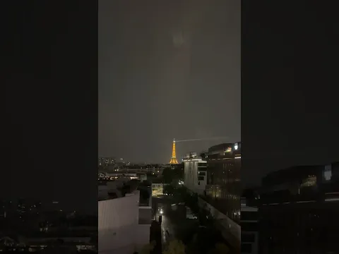 Lightning Strikes the Eiffel Tower During Night Storm