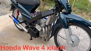 Make a Honda Wave engine up to 4 cylinders, pick up things from scrap