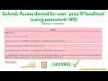 Solved ERROR Access denied for user pma localhost using password NO