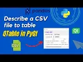 Describe data from CSV file to table GUI python pyqt5