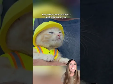 Kitten rescued by construction crew lands a job 🐈 #shorts #cat