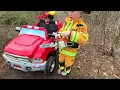 Wildfire rescue with kids forest fire truck, tractor, and ambulance. Educational | Kid Crew