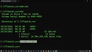 Batch tutorial create and store data into csv file