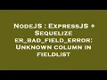 NodeJS ExpressJS Sequelize er - bad