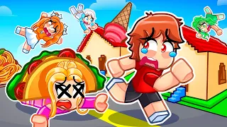 its raining tacos in roblox with my crazy fan girls 