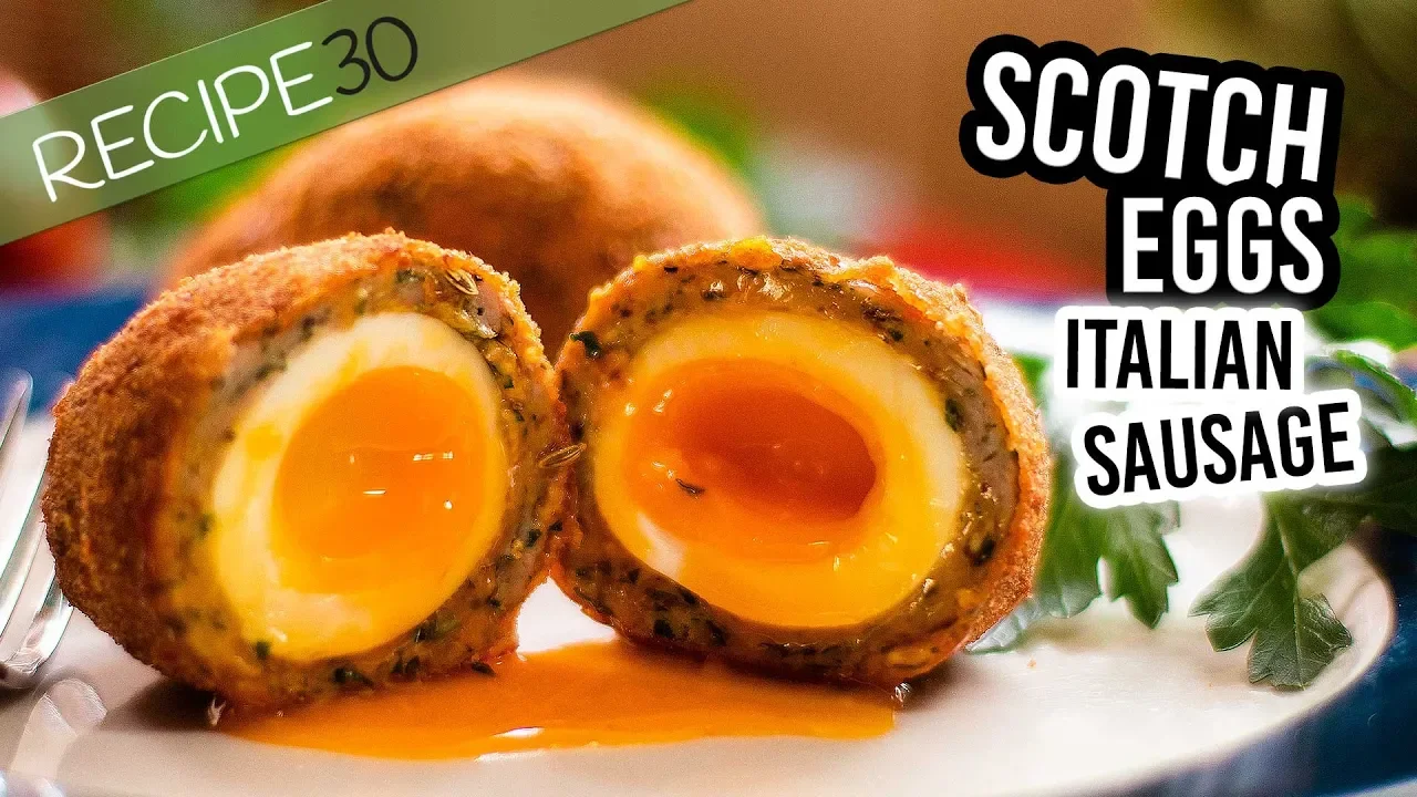 Scotch eggs with Italian sausage   Simple fried eggs and sausage recipe