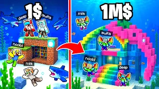 Casa SUBMARINA POBRE vs Casa SUBMARINA MILLONARIA en Minecraft!
