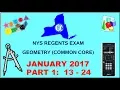 NYS Geometry Common Core January 2017 Regents Exam Part 1 s 13-24 ANSWERS