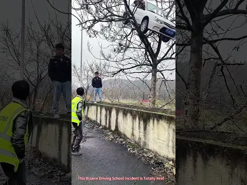 Hit the Wrong Pedal ! This Driving School Car Lands in a Tree 🎓