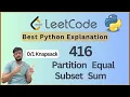 LeetCode 416 Partition Equal Subset Sum 1D Dynamic Programming Explained Python Tutorial