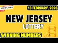New Jersey Midday Lottery Results For - 13 Feb 2026