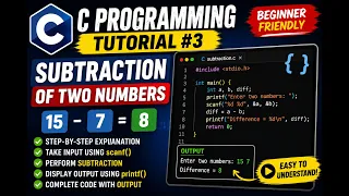 C Program for Subtraction of Two Numbers C Programming Tutorial Beginner Friendly