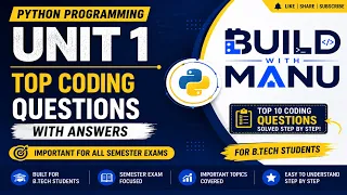 Python Programming Unit 1 Top Coding Questions Solutions Semester Exam 2026