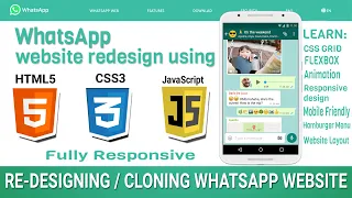 Website Re Design WhatsApp Website Cloning Redesigning using HTML CSS JS Part3 Urdu Hindi