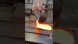 Pouring Molten Hot Glass 