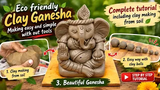 Eco Friendly Ganesha Making With Simple And Easy Techniques🙏🥥💕How To Make Clay Ganesha From Soil...