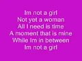 britney spears im not a girl not yet a woman lyrics on screen