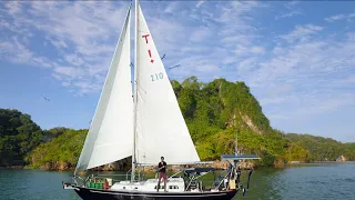 Solo Living on a Boat in Tropical Rain (ocean sounds, silent vlog, ASMR)