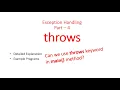 throws keyword - Exception Handling