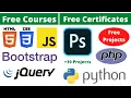 Udemy Free Certificate Courses Python HTML CSS Bootstrap Photoshop 10 Project Online Classes
