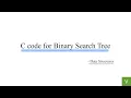 Unit 4 Lec 4 C program for creating a Binary Search Tree Data Structures Trees