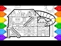 Coloring a Dollhouse with Glitter Paint Learn Colors for Kids Birt ay Candyland 4K