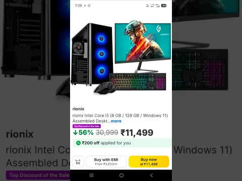 Under ₹10000 full gaming PC setup free fire| core i5 rionix entwino DZAB PC flipkart
