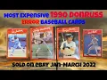 Most Expensive eBay Sales 1990 Donruss Error Baseball Cards - Jan-March 2022