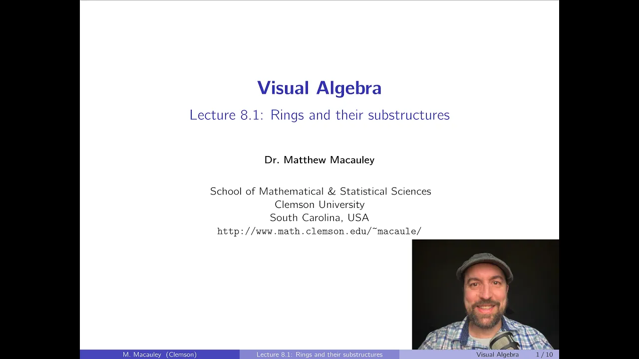 Visual Algebra, Lecture 8.1: Rings and their substructures